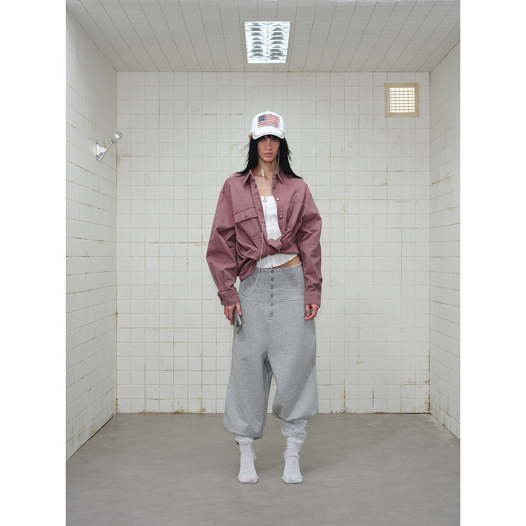 Damen Overshirt‑Hemdjacke aus gewaschenem Baumwoll‑Twill mit Druckknopfleiste und zwei Brusttaschen Shop Nory