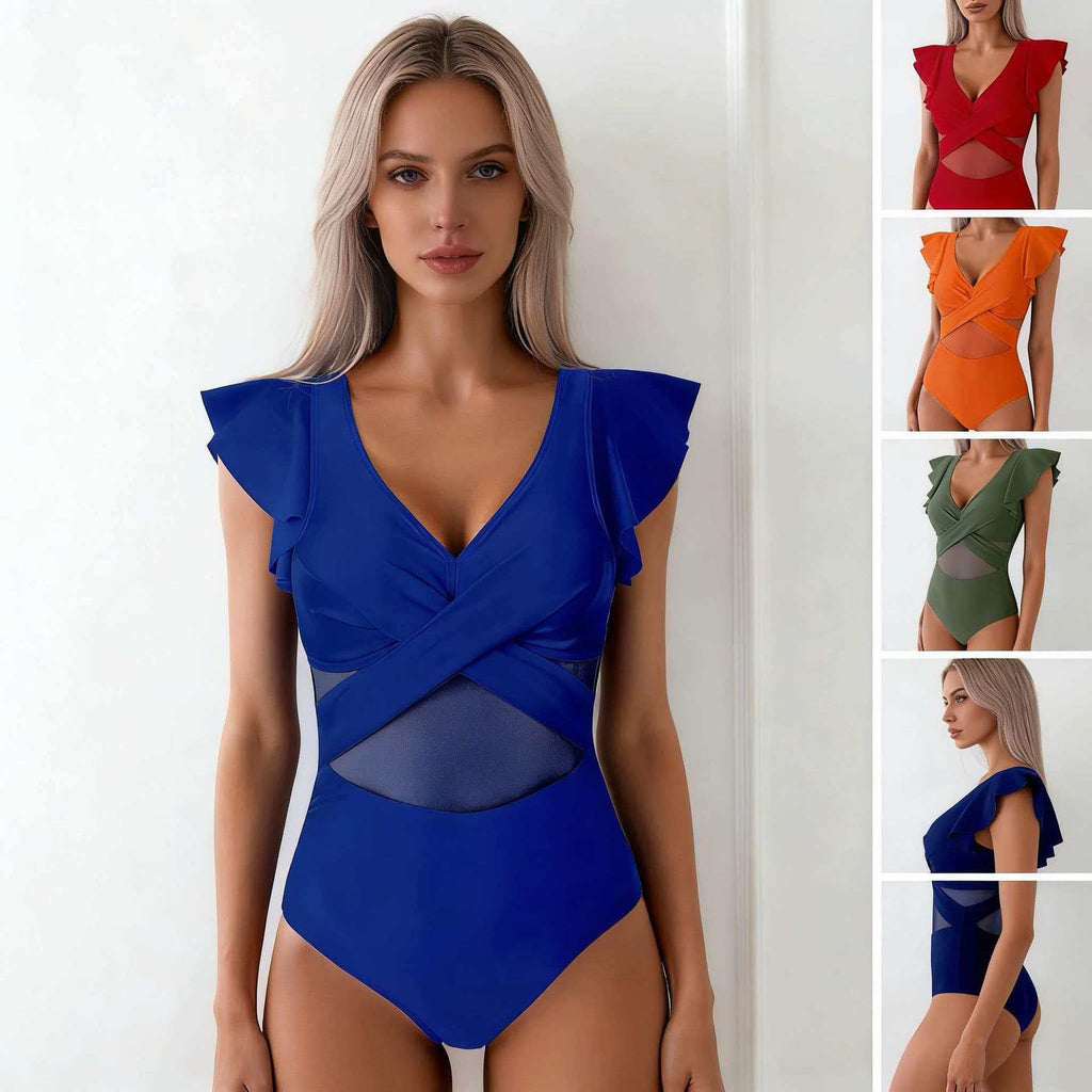 Damen Eleganter Badeanzug mit verwobenen Netzdetails