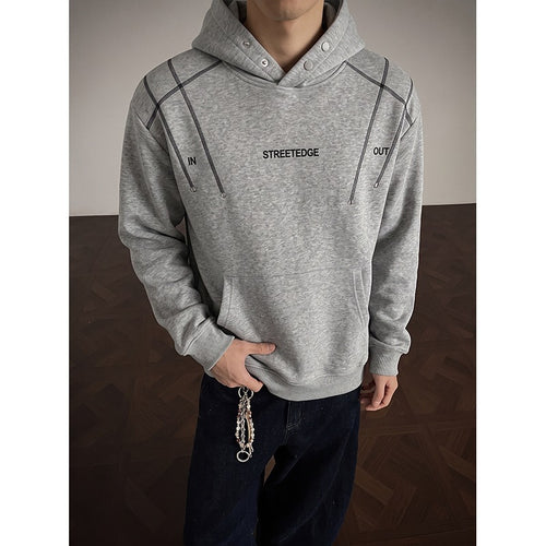 Herren Streetwear-Kapuzenpullover mit Nietenösen und Kontrastkordeln Shop Nory
