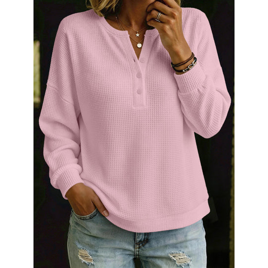 Damen Waffelstrick-Henleypullover mit Oversize-Schnitt Shop Nory