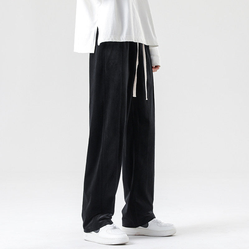Herren Weite Velours-Jogginghose mit elastischem Bund und Kordelzug Shop Nory