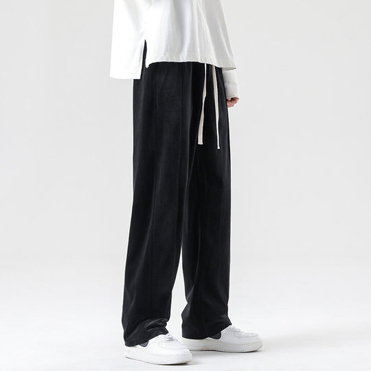 Herren Weite Velours-Jogginghose mit elastischem Bund und Kordelzug Shop Nory