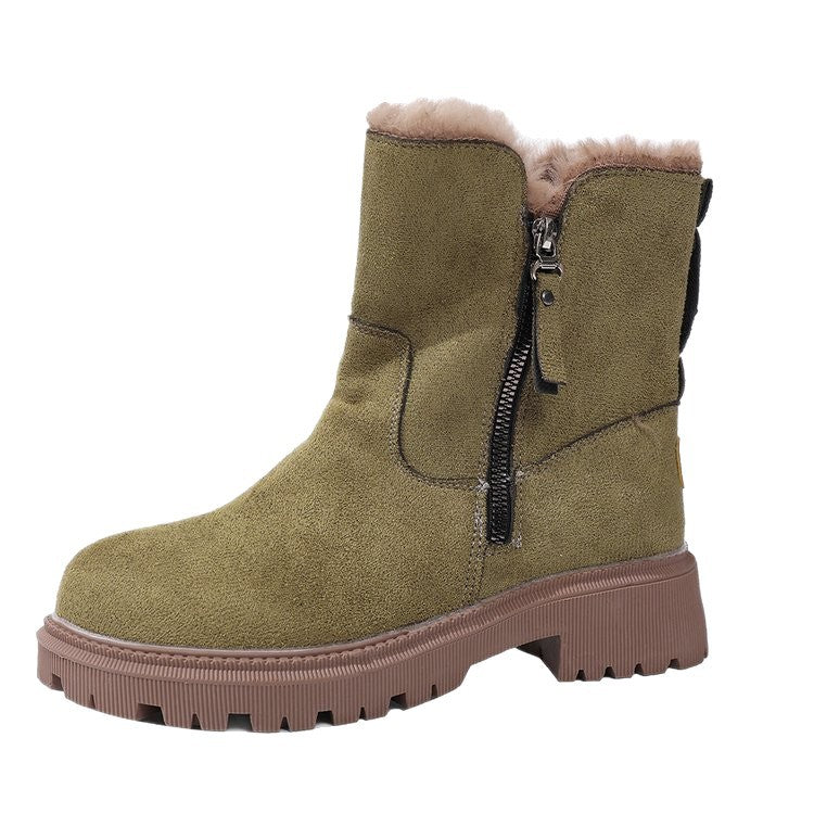 Damen Gefütterte Wildlederoptik Stiefeletten mit Teddyfutter, seitlichem Reißverschluss und profilierter Gummisohle Shop Nory