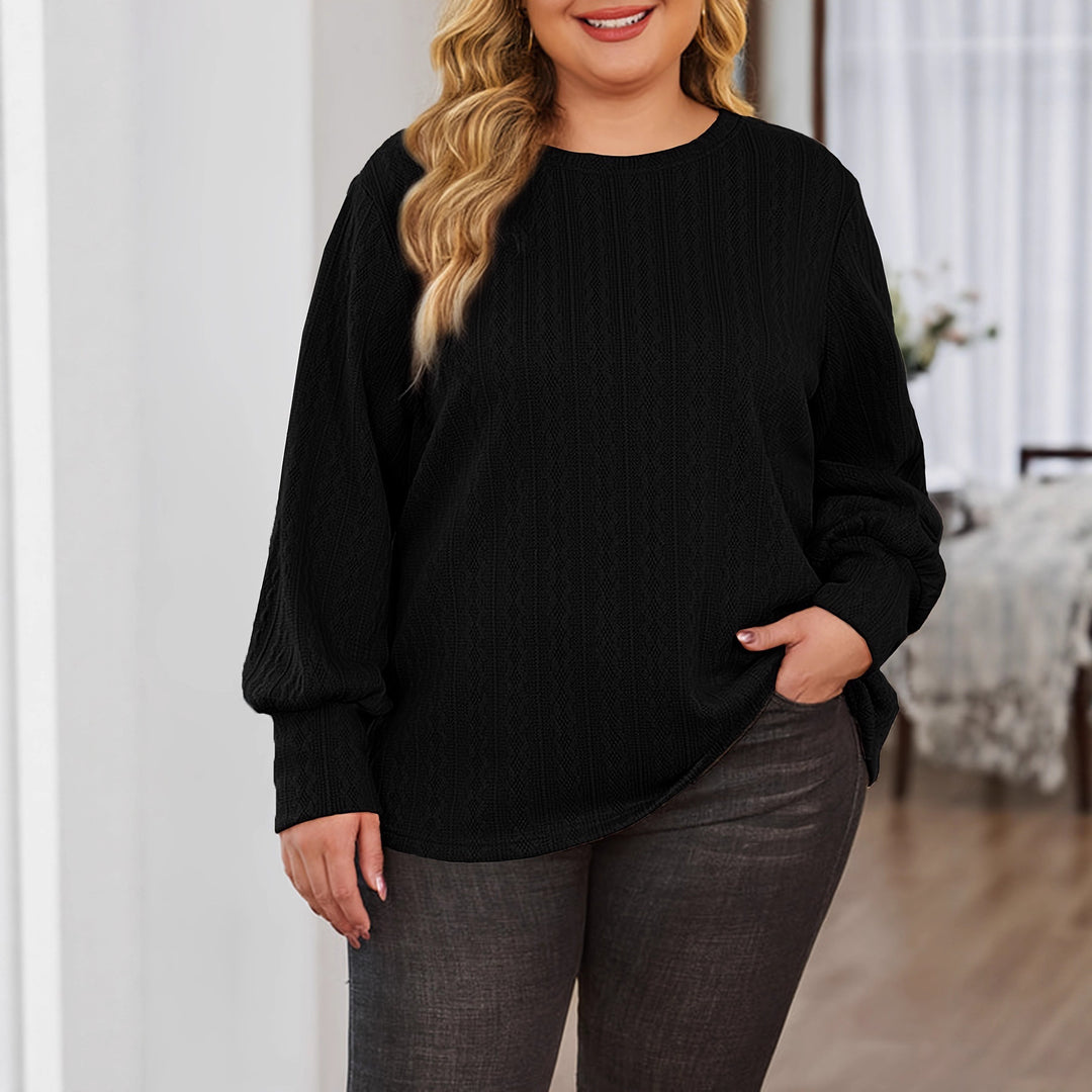 Damen Texturierter Oversize-Strickpullover mit Rundhalsausschnitt und Ballonärmeln Shop Nory