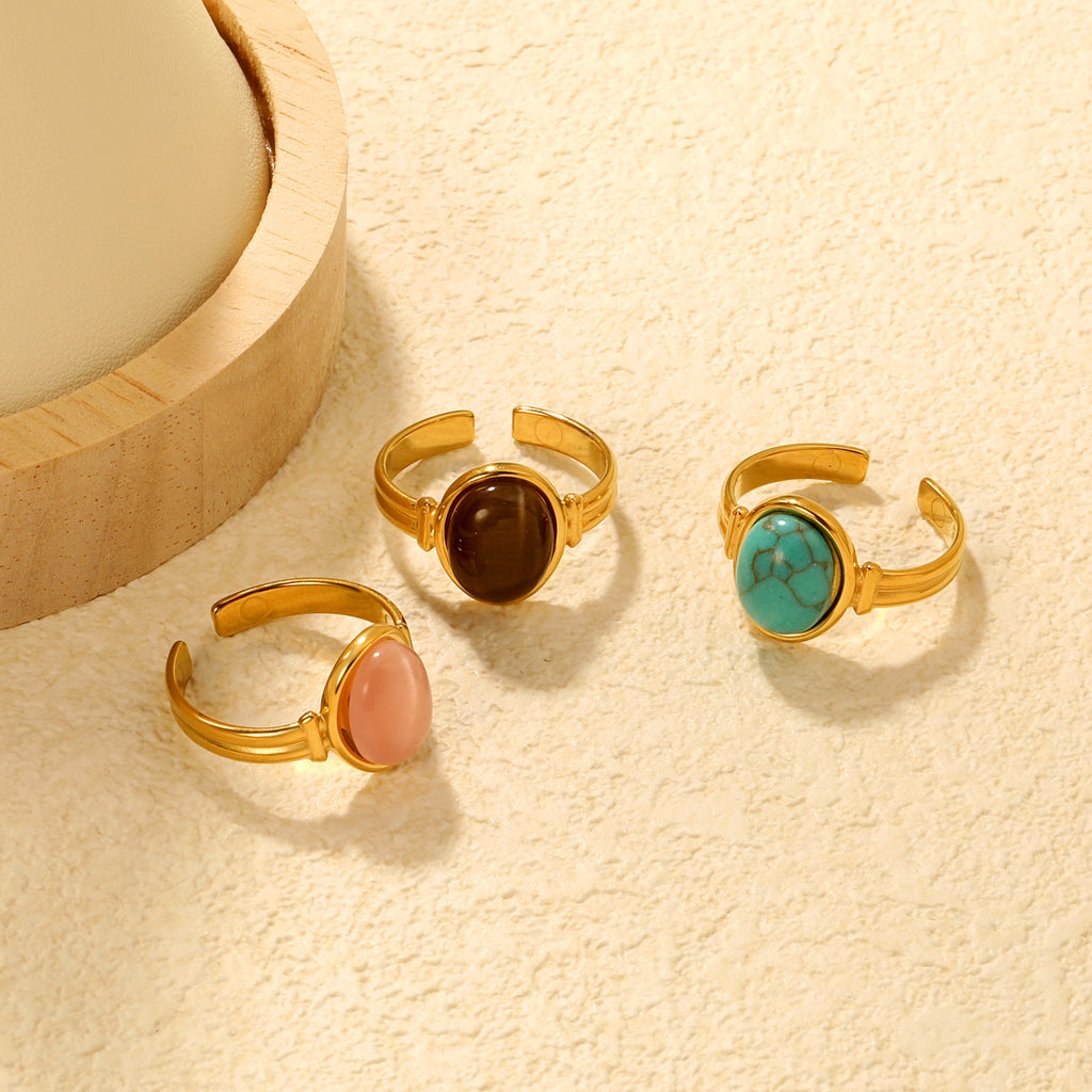 Damen Ring mit einstellbarem Design und geschliffenem Stein Shop Nory
