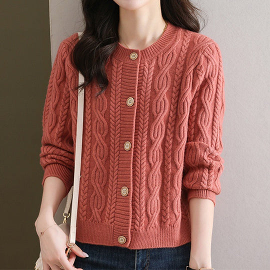 Damen Knopf-Strickjacke mit Zopfmuster Shop Nory