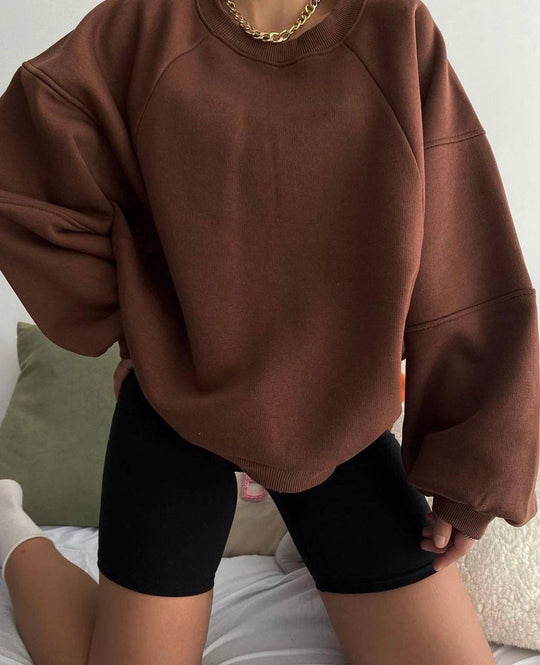 Damen Komfort-Loungewear Kombination Oversize-Sweatshirt mit High-Waist Biker-Shorts Shop Nory