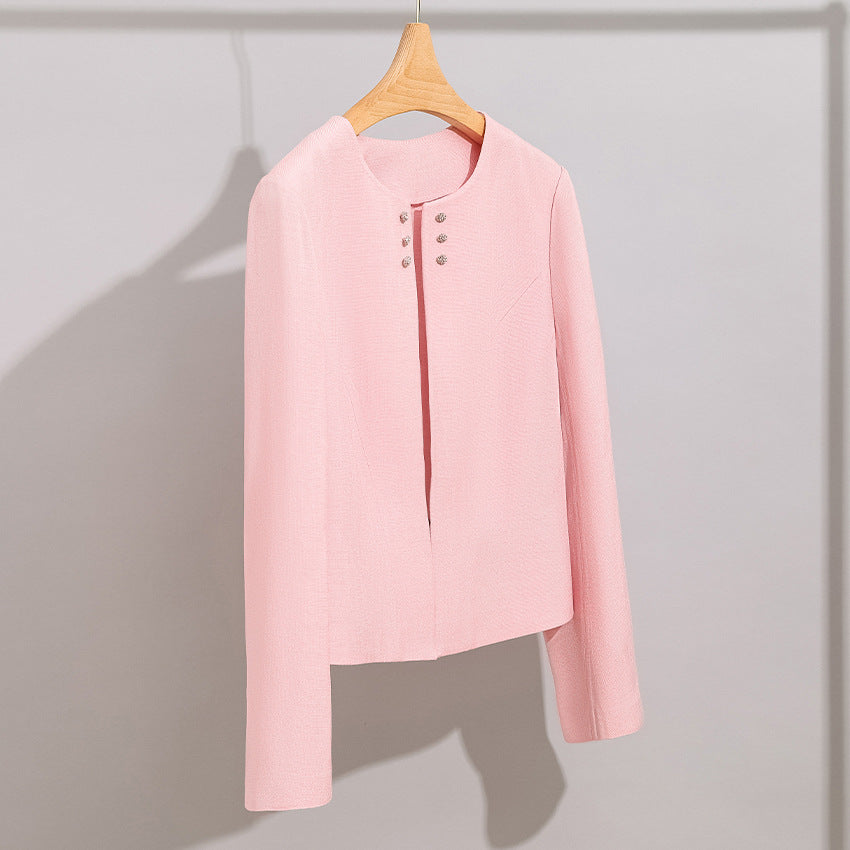 Damen Kurzblazer im minimalistischen Fit mit Perlen-Knopfbesatz und taillierter Schnitt Shop Nory