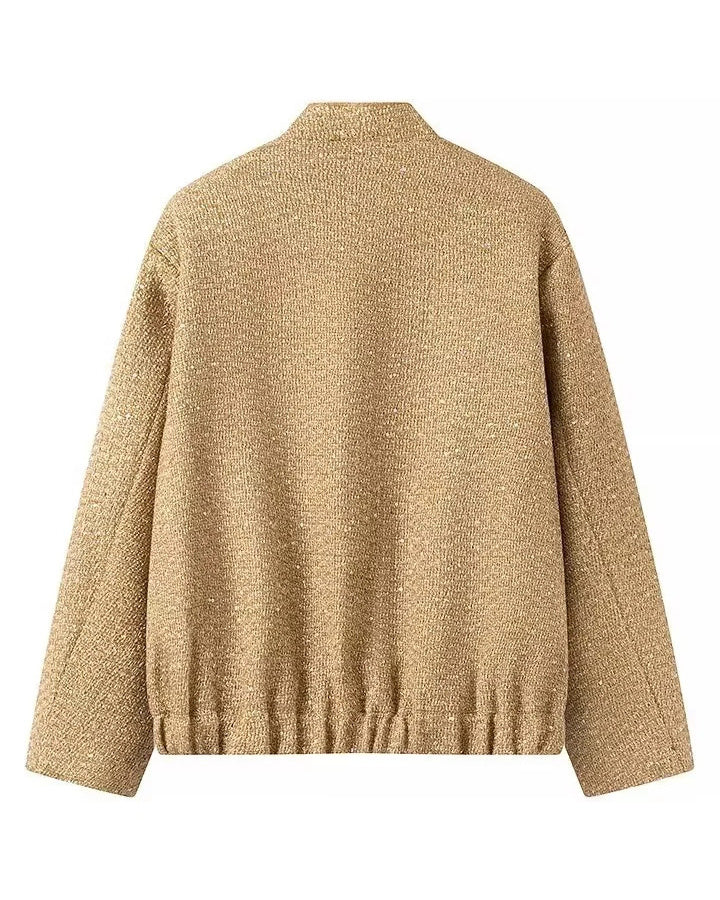 Gold Pailletten Stehkragenjacke