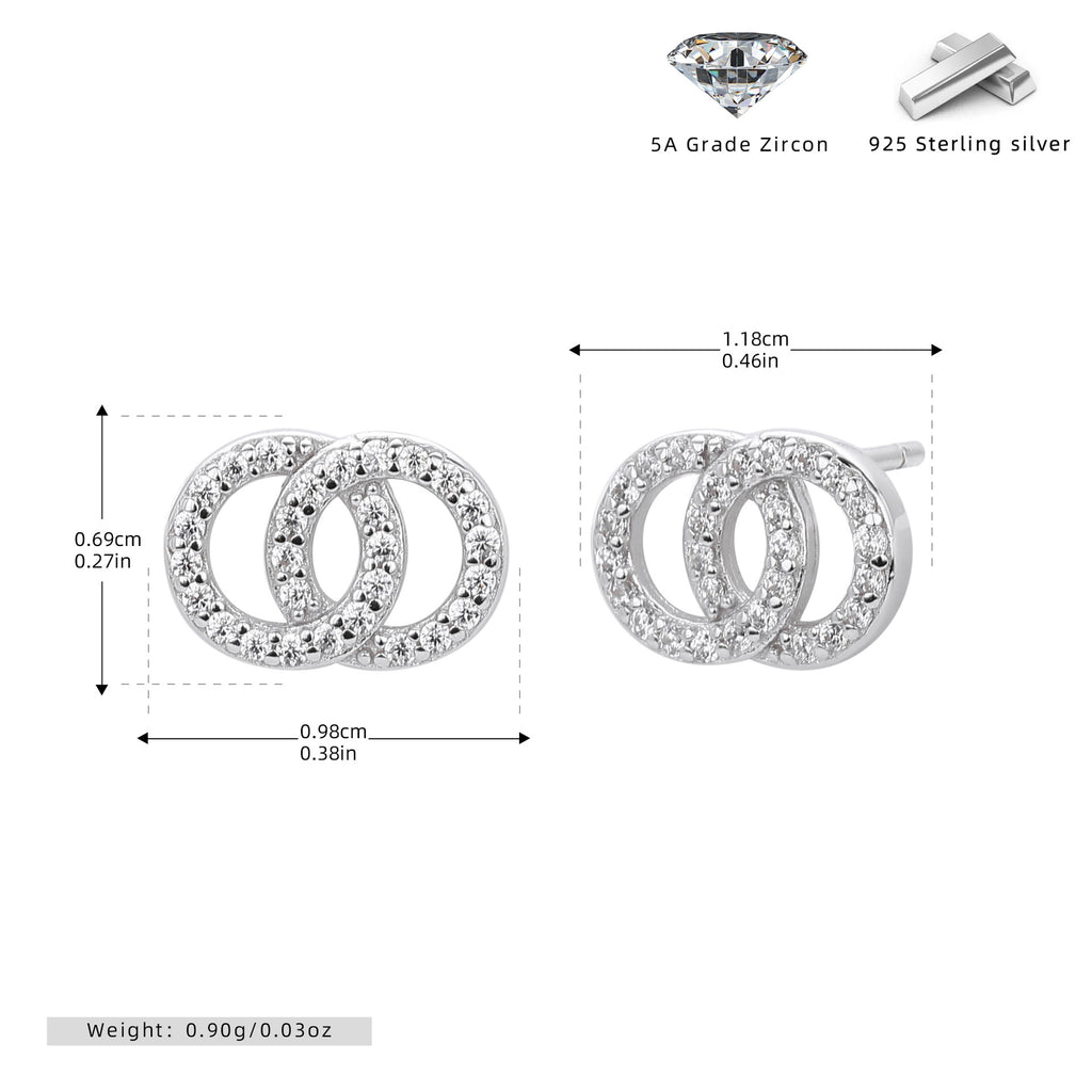 Damen Ohrstecker mit verspieltem Doppelring-Design aus 925 Sterling Silber Shop Nory