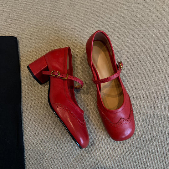 Damen elegante Mary Janes mit modischem Riemen und hochwertiger Ledersohle