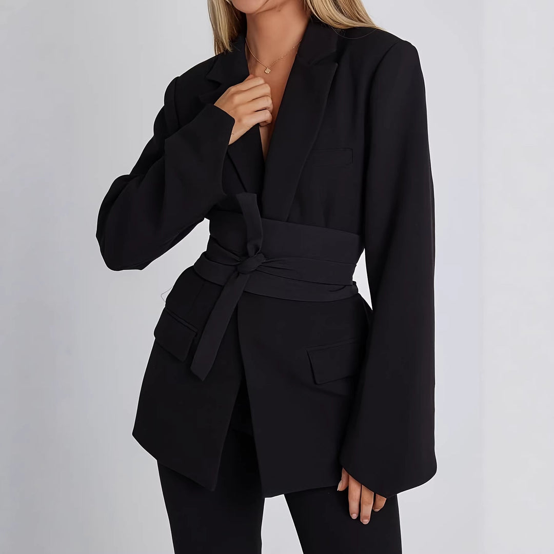 Damen eleganter Blazer mit tailliertem Schnitt und praktischem Gürtel