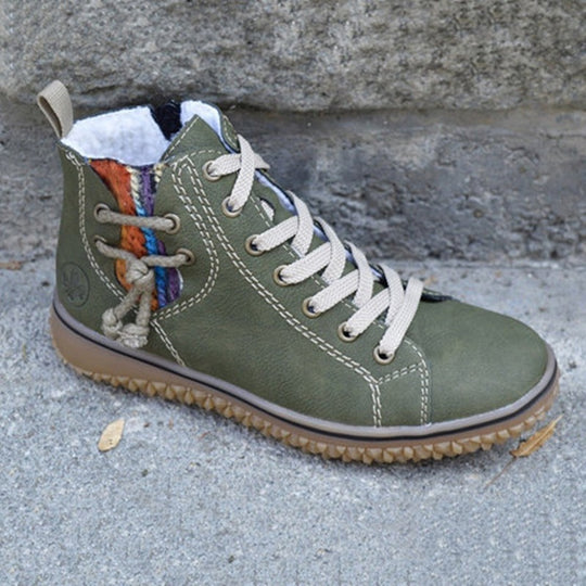 Damen High-Top Sneaker-Boot mit seitlichem Reißverschluss, dekorativem Knöchelriemen und profilierter Gummisohle Shop Nory
