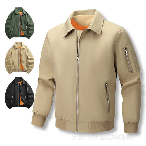 Herren Leichter Twill-Bomber mit kontrastierendem Futter, Reißverschlusstaschen und Ärmeltasche Shop Nory