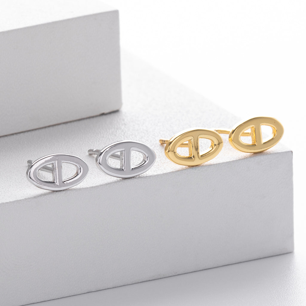 Damen Ohrstecker mit modernem ovalem Design aus 925 Sterling Silber Shop Nory