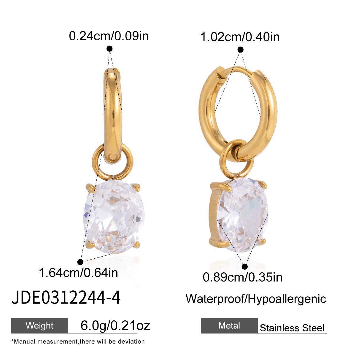 Damen Ohrhänger mit elegantem Kristallanhänger und hypoallergener Edelstahlverarbeitung Shop Nory