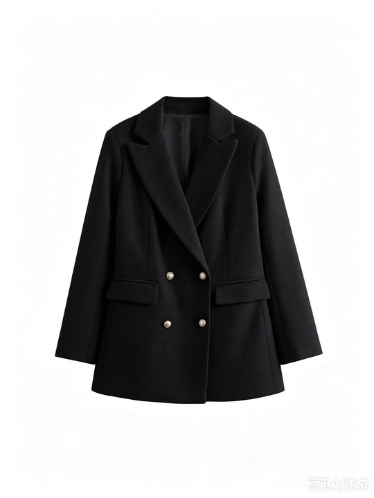 Damen Zweireihiger Bouclé-Blazer mit taillierter Silhouette und Pattentaschen Shop Nory
