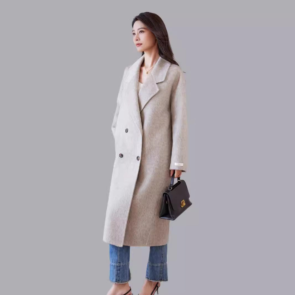Damen Oversized Wollmix-Mantel mit weitem Revers und doppelreihiger Knopfleiste Shop Nory