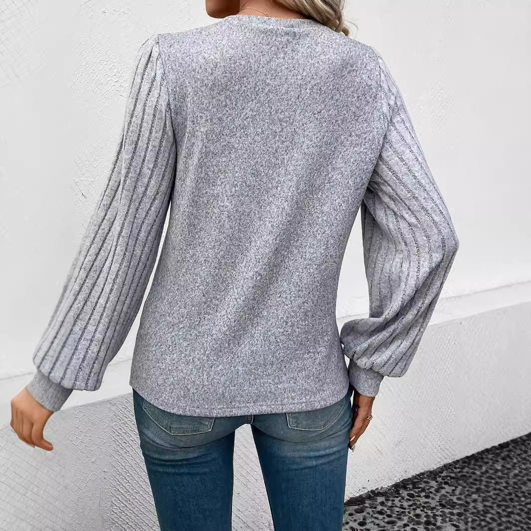 Damen Strickpullover mit gerafften Ballonärmeln Shop Nory
