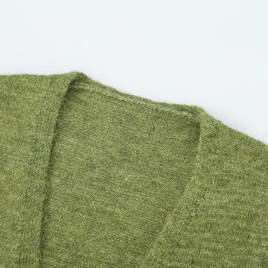 Damen Oversize Strickcardigan mit Ballonärmeln und gestreifter Einfass-Knopfleiste Shop Nory