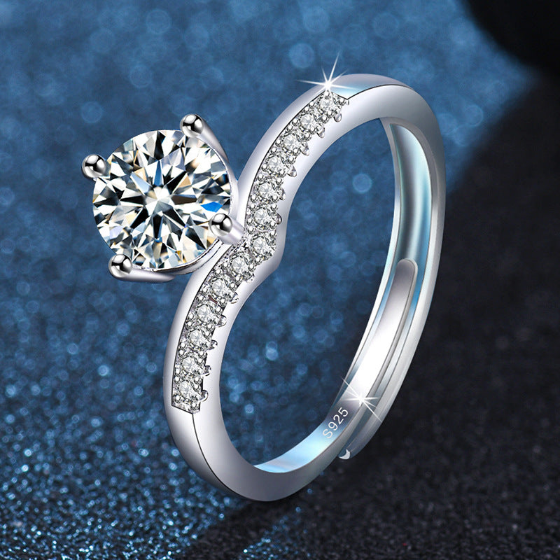 Damen Eleganter Ring mit funkelndem Zirkonia-Besatz Shop Nory