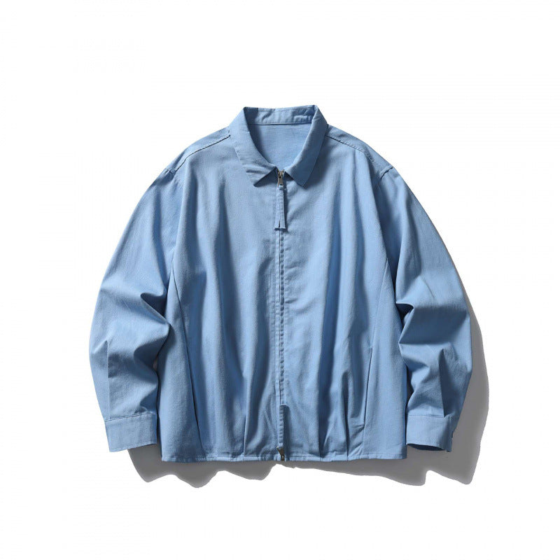 Unisex Boxy-Überjacke mit Hemdkragen, verdecktem Reißverschluss und weichem Fall Shop Nory