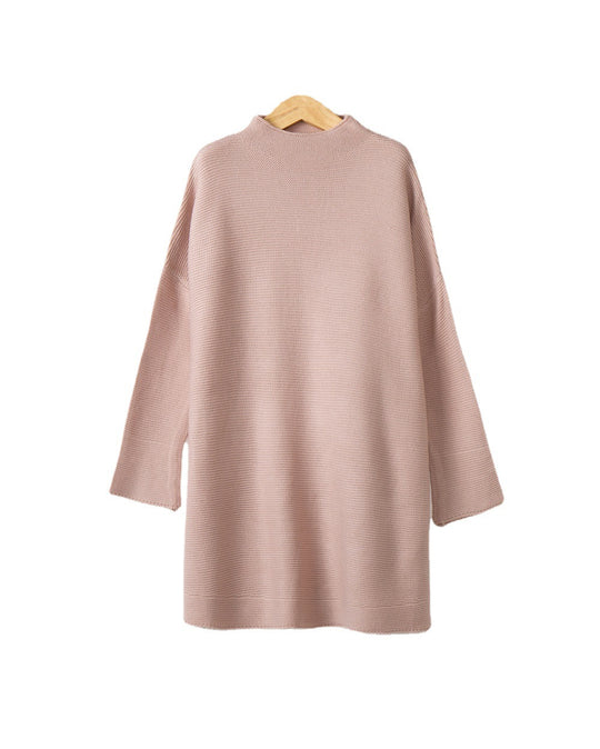 Damen Oversize Strick-Tunika mit kurzem Stehkragen und überschnittener Schulter Shop Nory