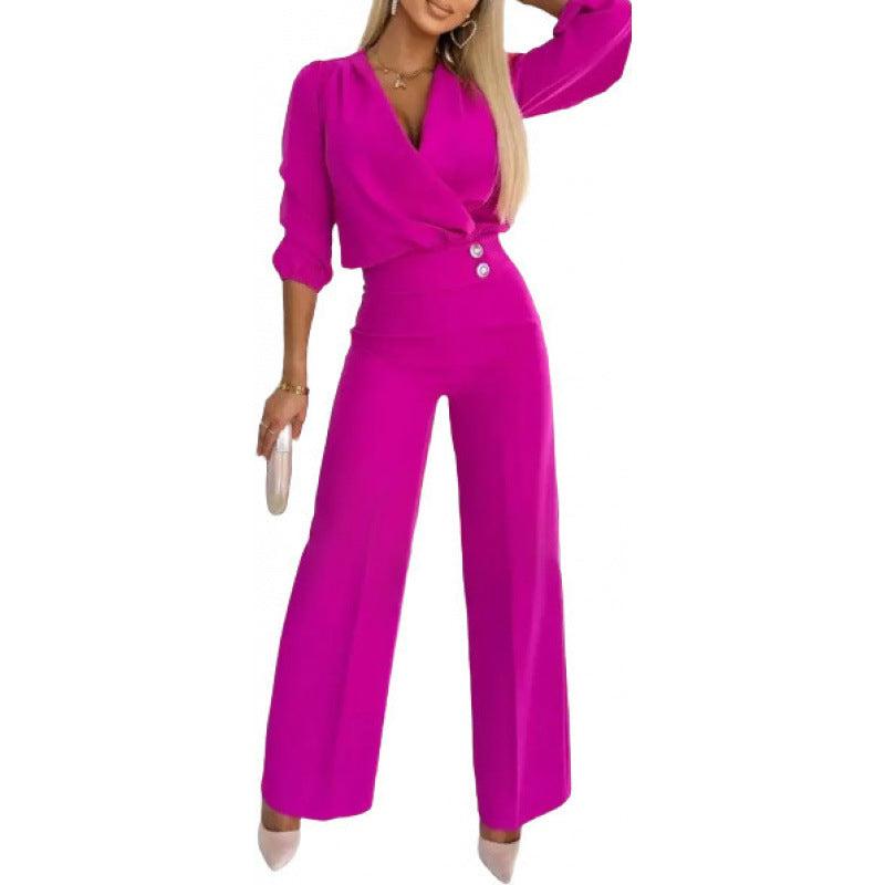 Damen elegantes Jumpsuit mit weiten Beinen
