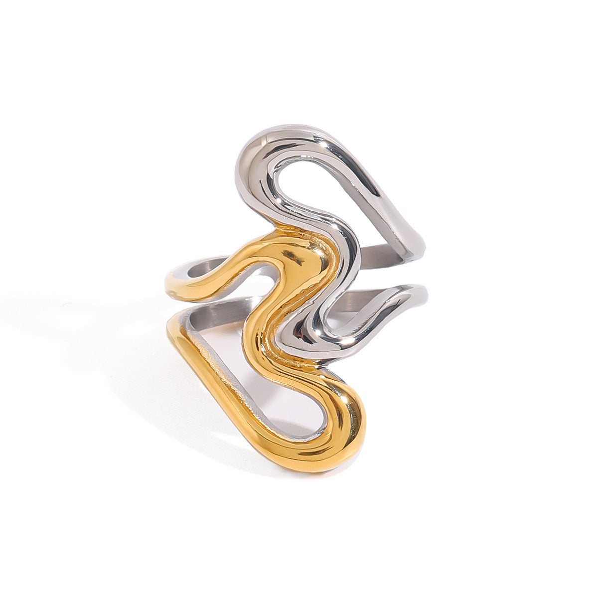 Damen Edelstahlring im modernen Wellen-Design Shop Nory