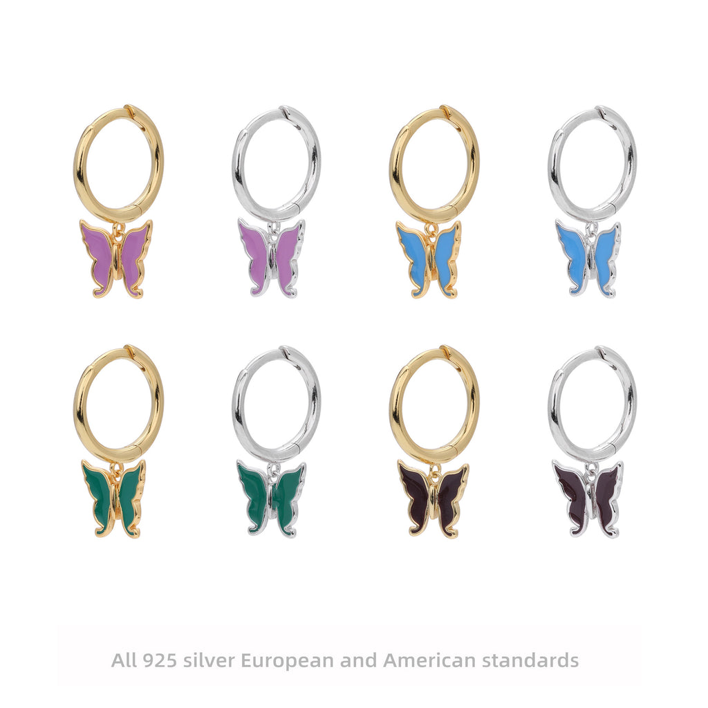 Damen Ohrringe mit schimmerndem Schmetterlingsanhänger aus 925 Sterling Silber Shop Nory