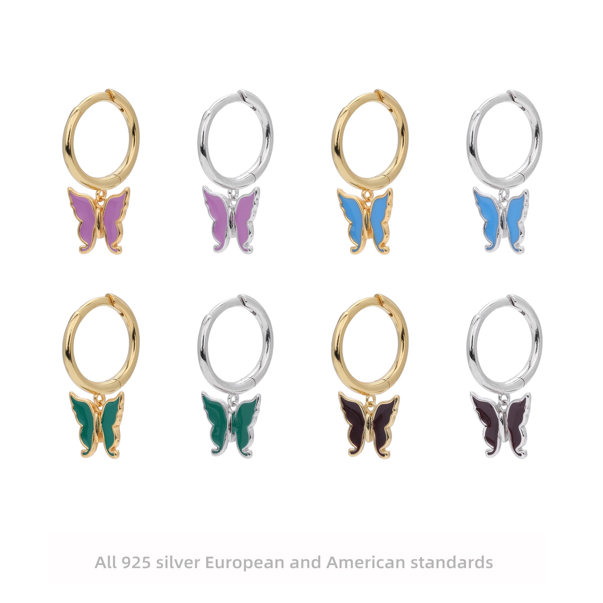 Damen Ohrringe mit schimmerndem Schmetterlingsanhänger aus 925 Sterling Silber Shop Nory