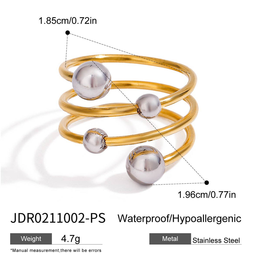 Damen Offener Ring mit elegantem, dreifachem Design aus hypoallergenem Edelstahl Shop Nory