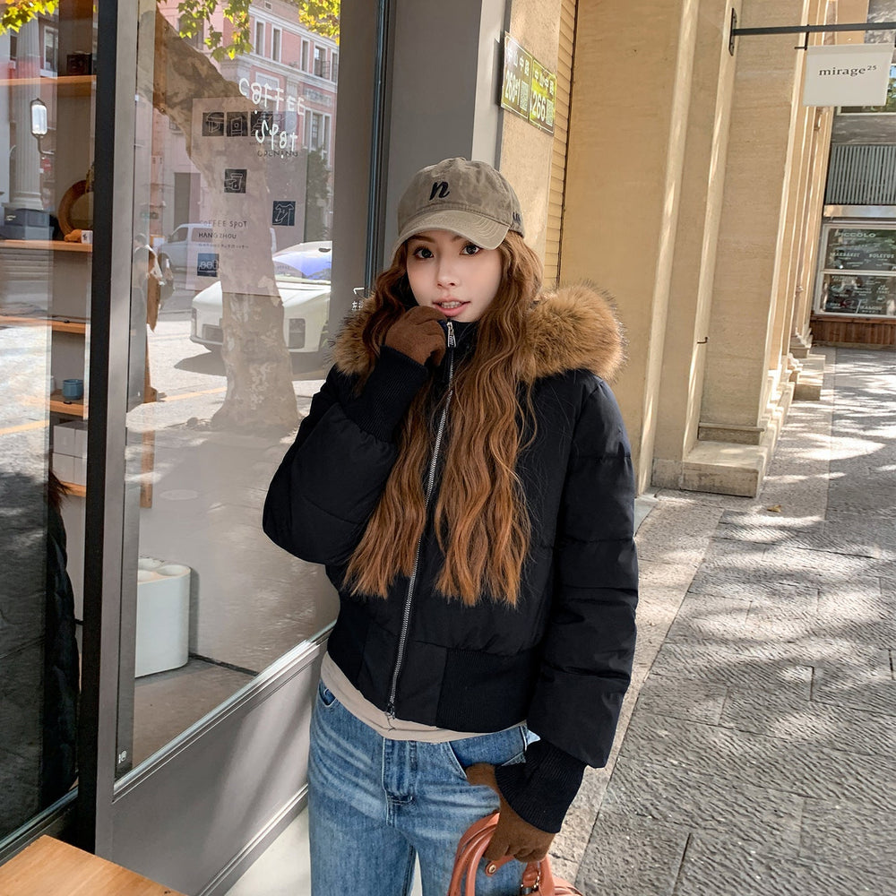 Warm Leicht Gesteppt Abnehmbare Kapuze Winterjacke Damen | Shop Nory