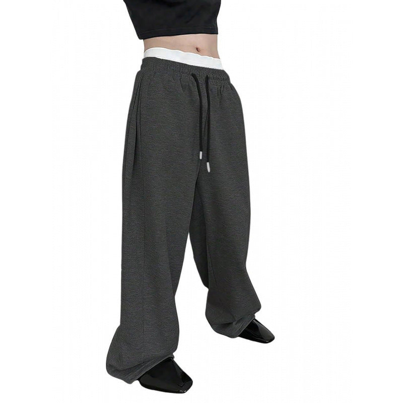 Damen weite Oversize Jogginghose mit tiefem Schritt, elastischem Bund und Kordelzug Shop Nory