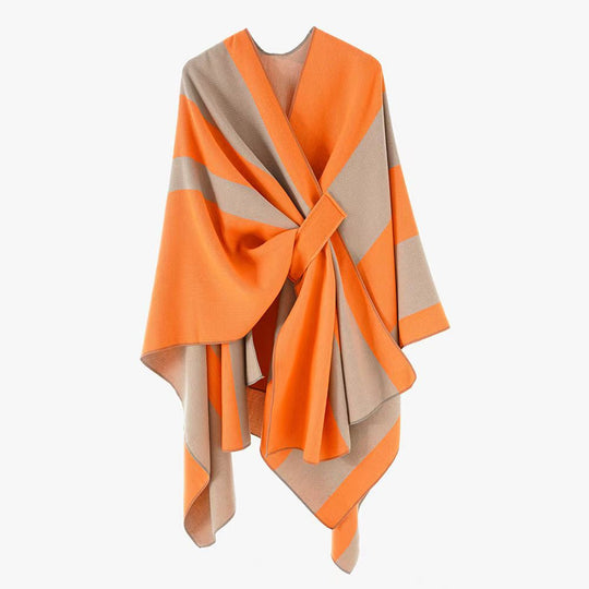 Damen Wickel‑Cape mit breitem Streifenmuster und Bindegürtel Shop Nory
