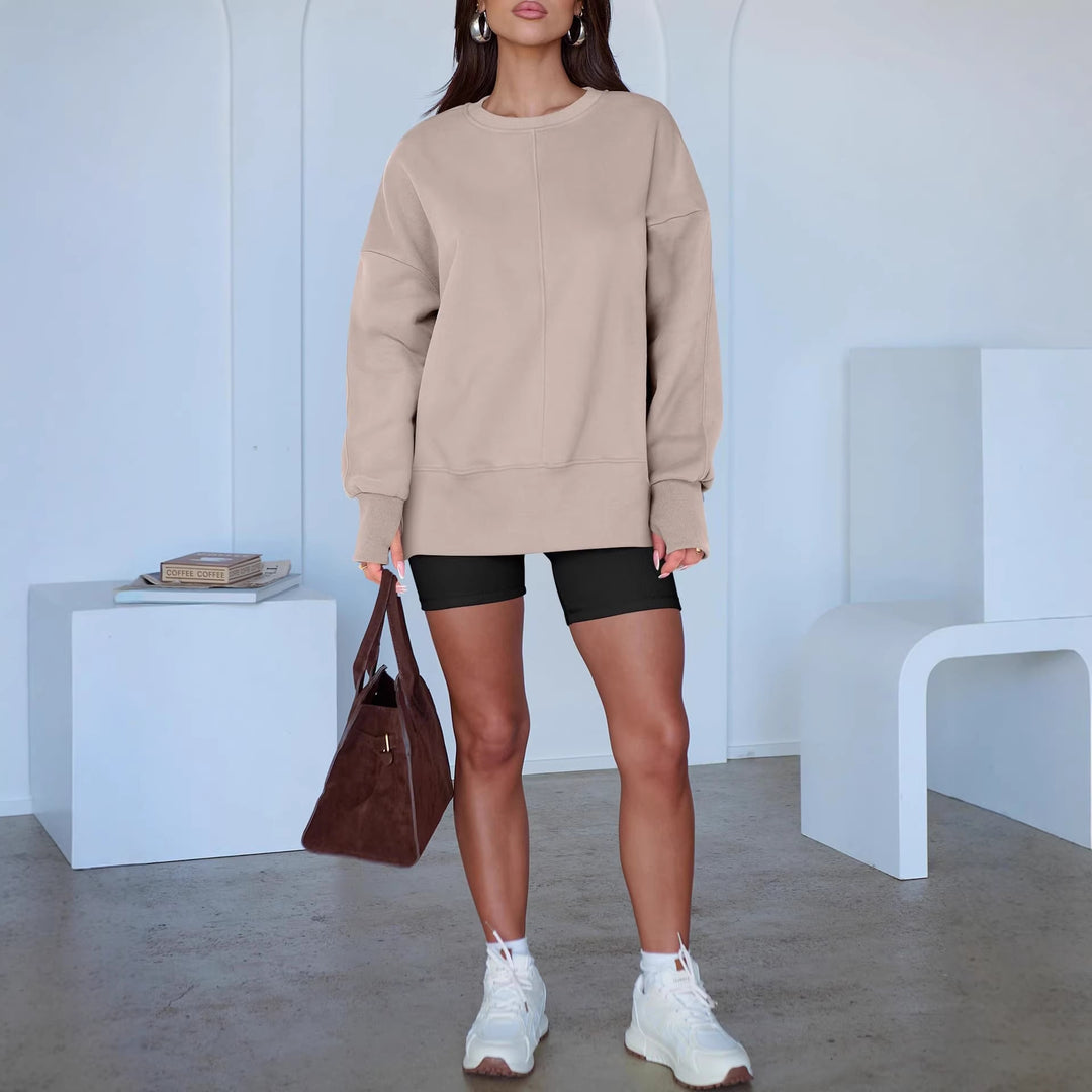 Damen Oversize-Sweatshirt mit Mittelnähte, Rundhals und überschnittener Schulter Shop Nory