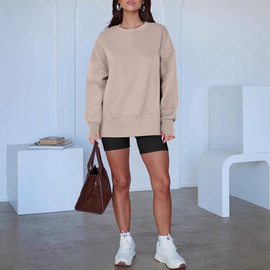 Damen Oversize-Sweatshirt mit Mittelnähte, Rundhals und überschnittener Schulter Shop Nory