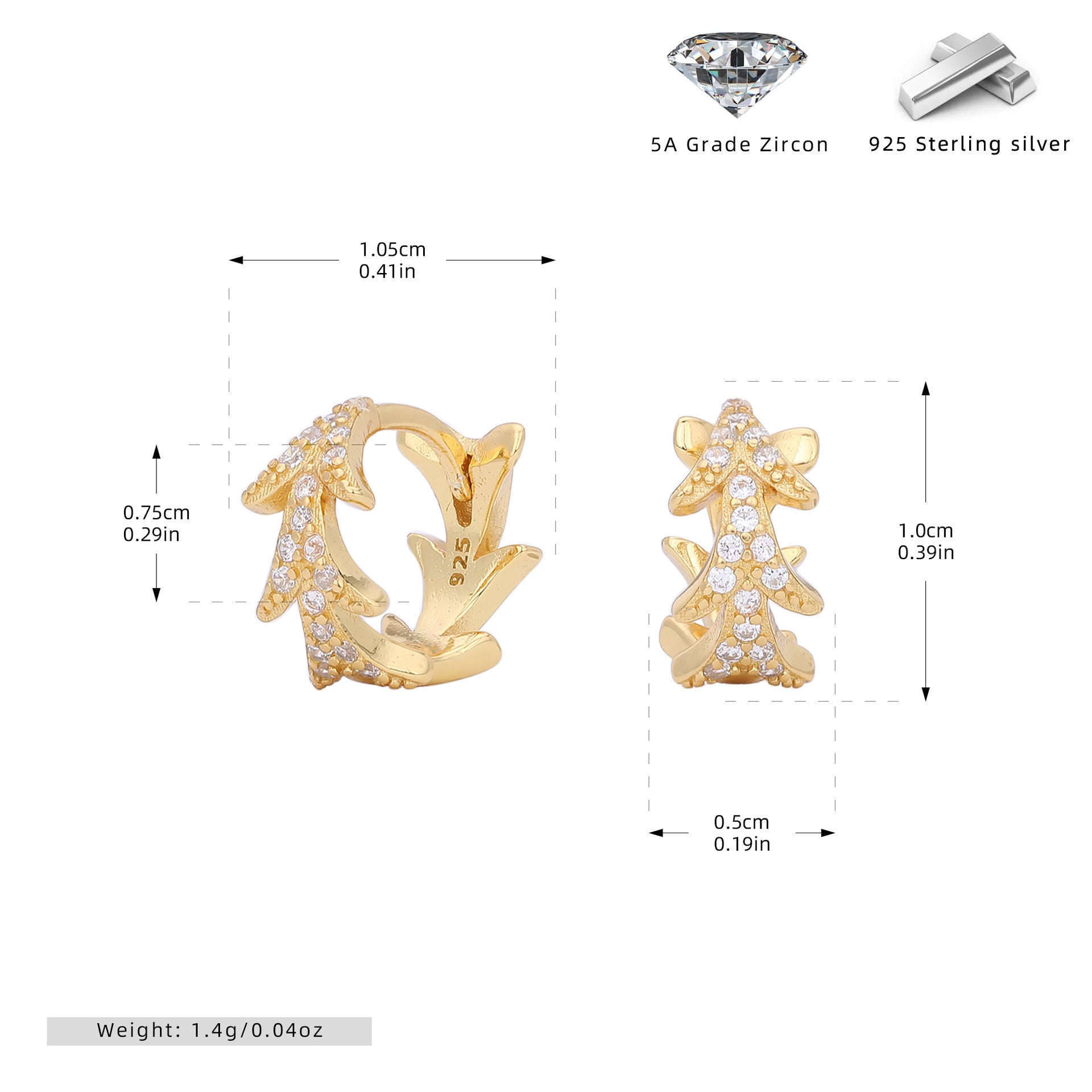 Damen Ohrstecker mit floralem Design und funkelnden Zirkonsteinen Shop Nory