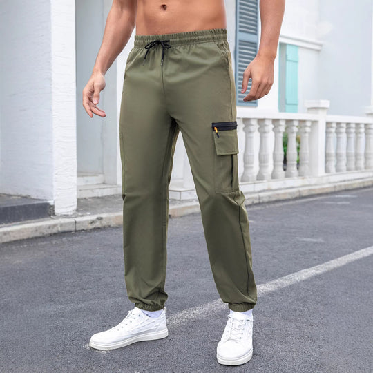 Herren Technische Cargo-Jogginghose mit Reißverschlusstaschen, Tunnelzug und elastischen Knöchelbündchen Shop Nory