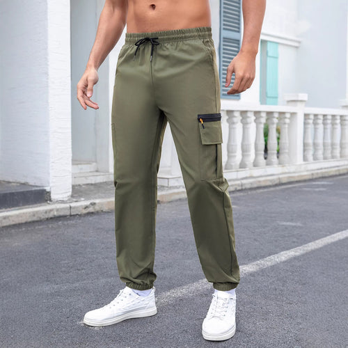 Herren Technische Cargo-Jogginghose mit Reißverschlusstaschen, Tunnelzug und elastischen Knöchelbündchen Shop Nory