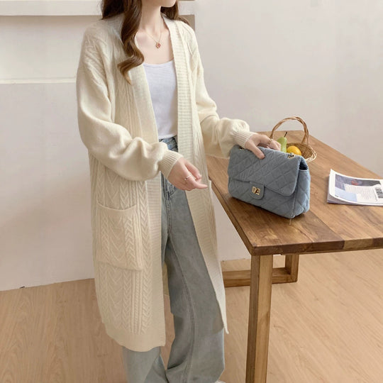 Damen Strickmantel mit Zopfmuster Shop Nory