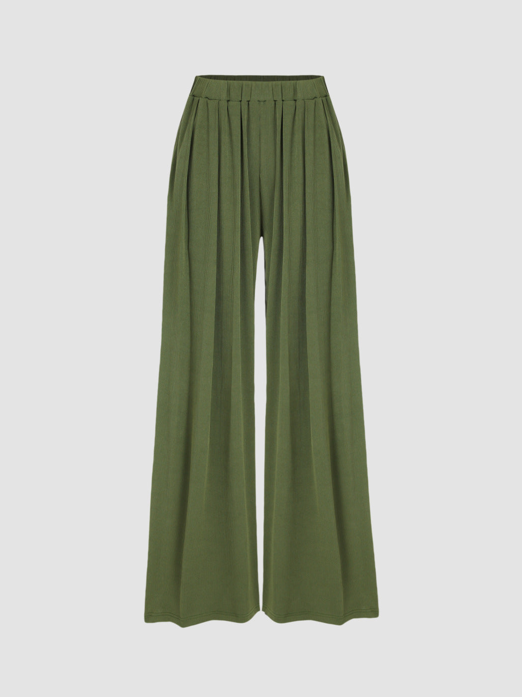 Damen Weite Palazzo-Strickhose mit hohem Elastikbund und feiner Rippstruktur Shop Nory