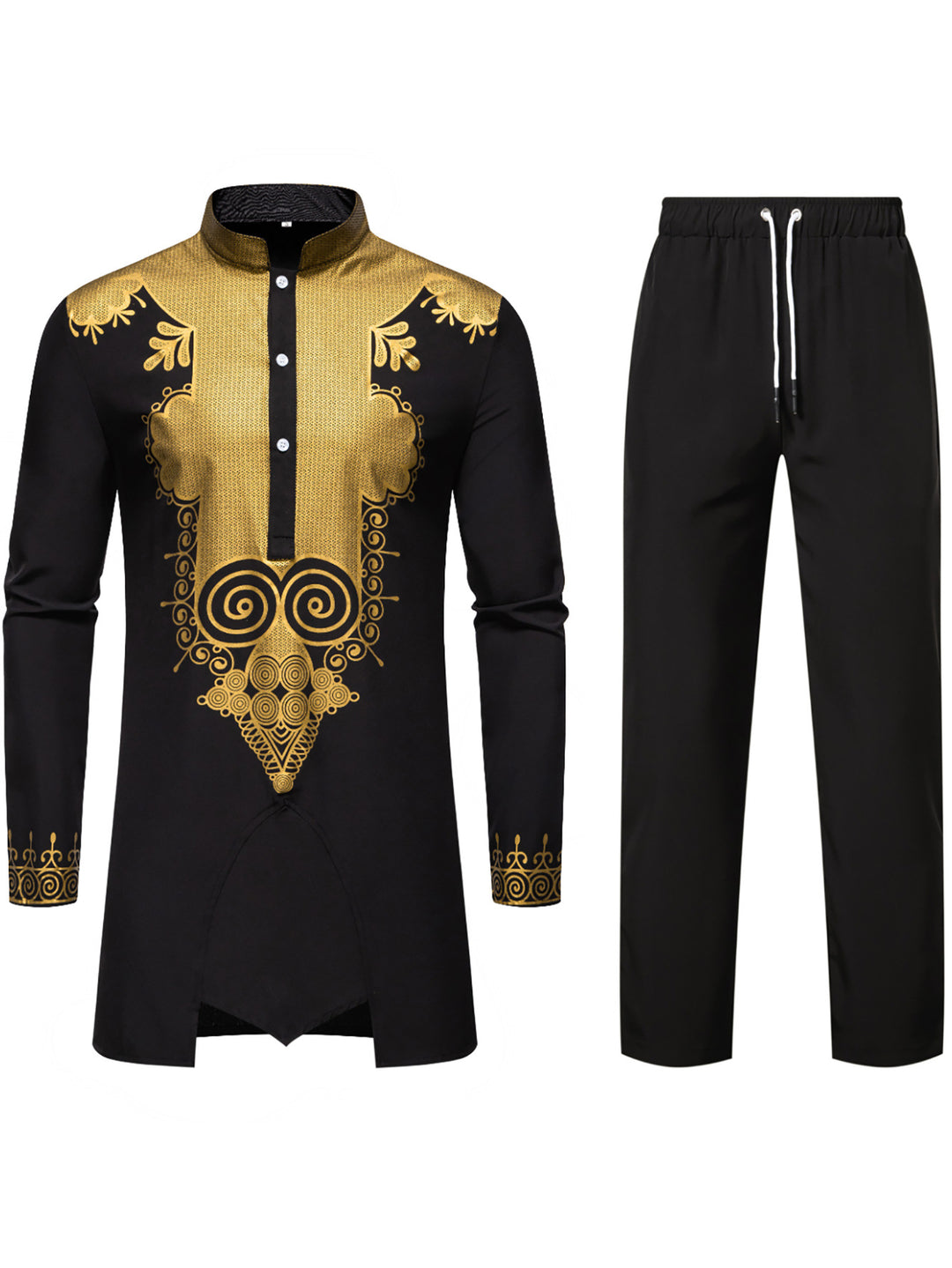 Herren Traditionelles Tunika-Set mit Mandarinkragen und goldverzierten Ornamenten Shop Nory