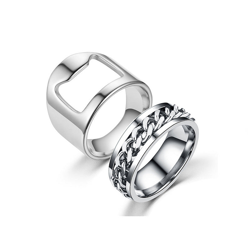 Herren Schmuckring mit modernem Ketten- und Blockdesign Shop Nory