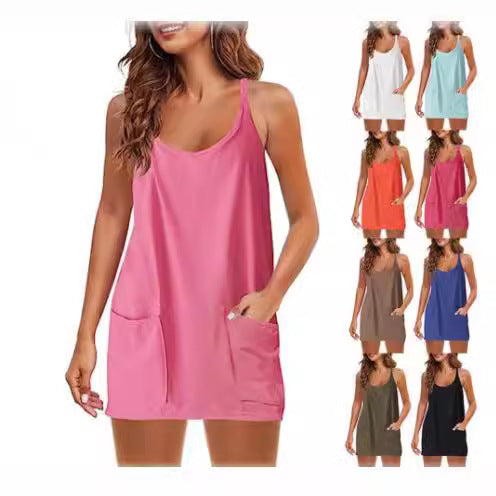 Damen lässiges Nachtkleid mit Taschen