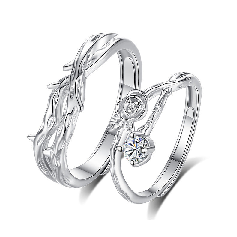 Damen Verlobungsring Set mit kunstvollem Blumen-Design und funkelnden Zirkonia Shop Nory