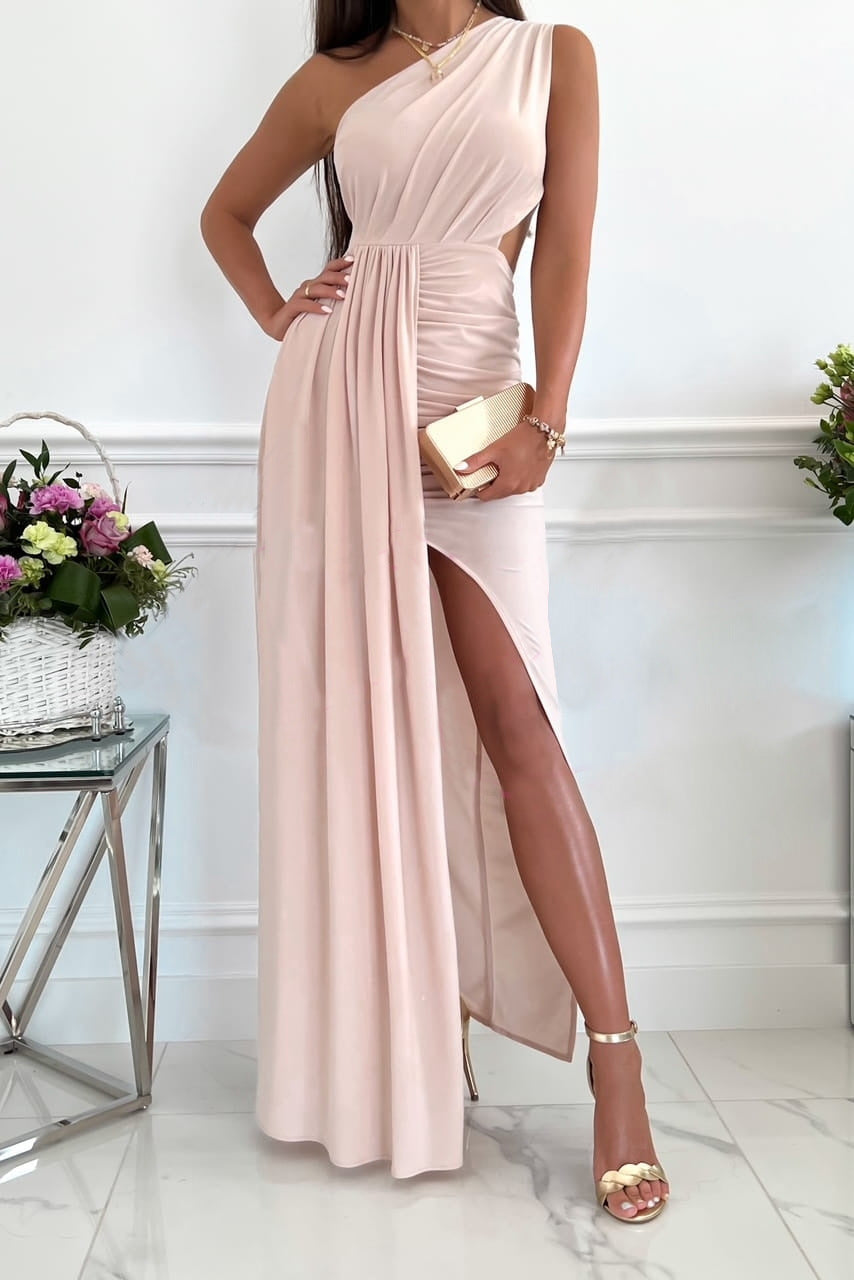 Elegante Formelle Einfarbige Asymmetrische Einseitige Unregelmäßige Kleid Kleider- 7 Farben