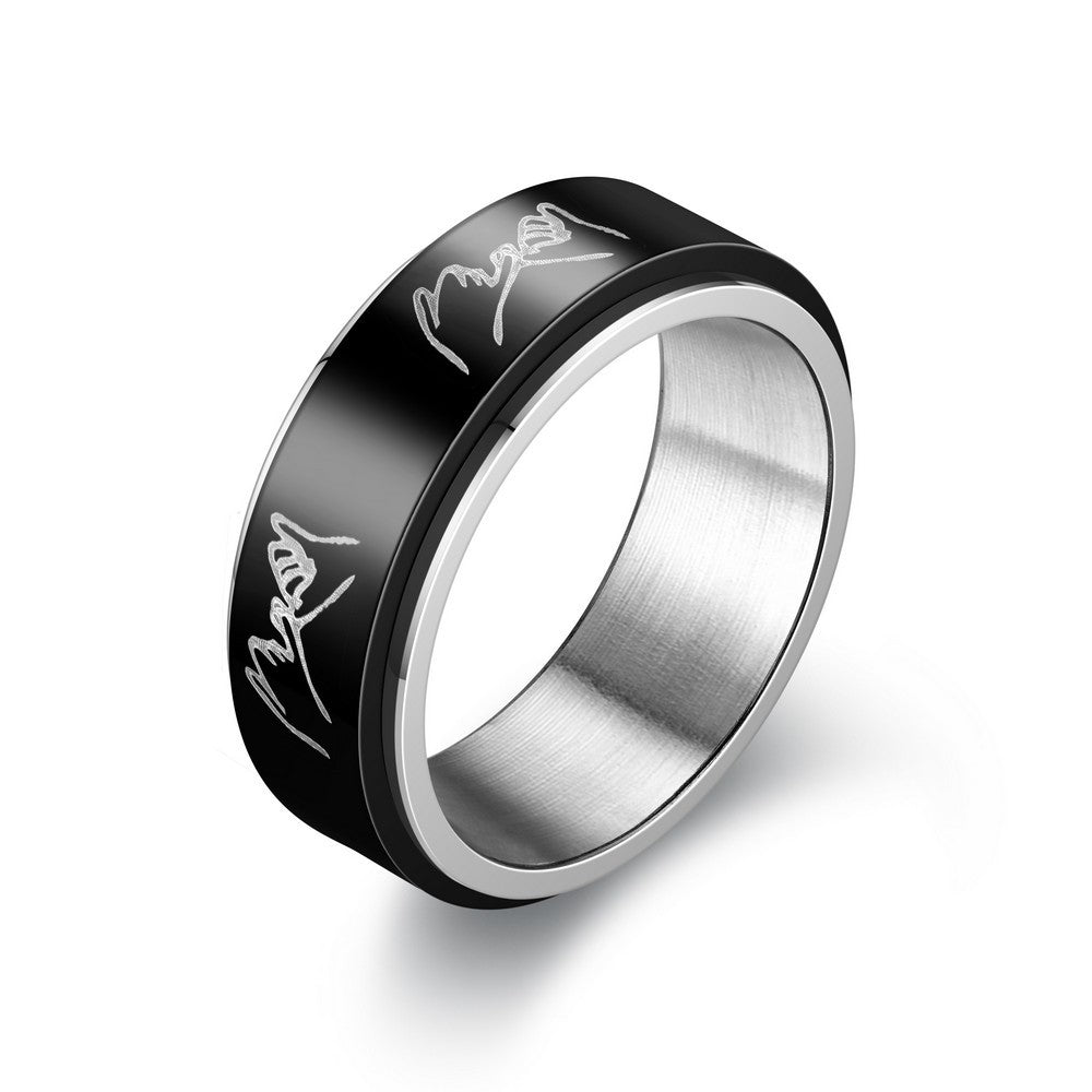 Herren Ring mit modernem Schriftzug und ausgefallenem Design Shop Nory