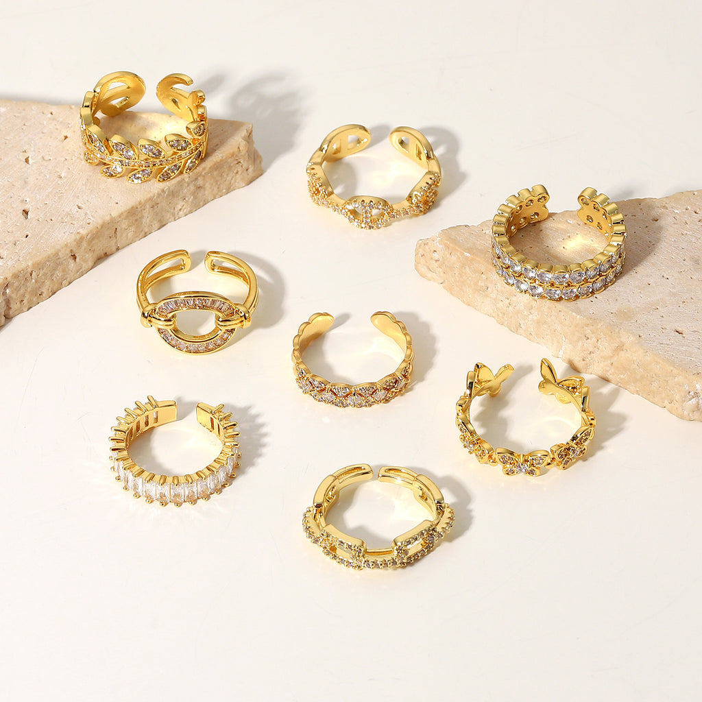 Damen Offener Ring mit funkelndem Zirkonia und elegantem Design Shop Nory