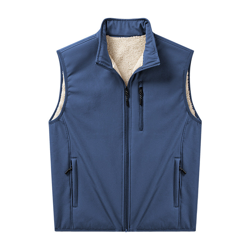 Herren Sherpa-gefütterte Softshell-Weste mit Stehkragen und Reißverschlusstaschen Shop Nory